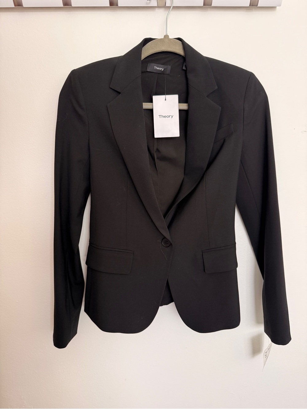 Theory Black Single-Button Notch Lapel Blazer